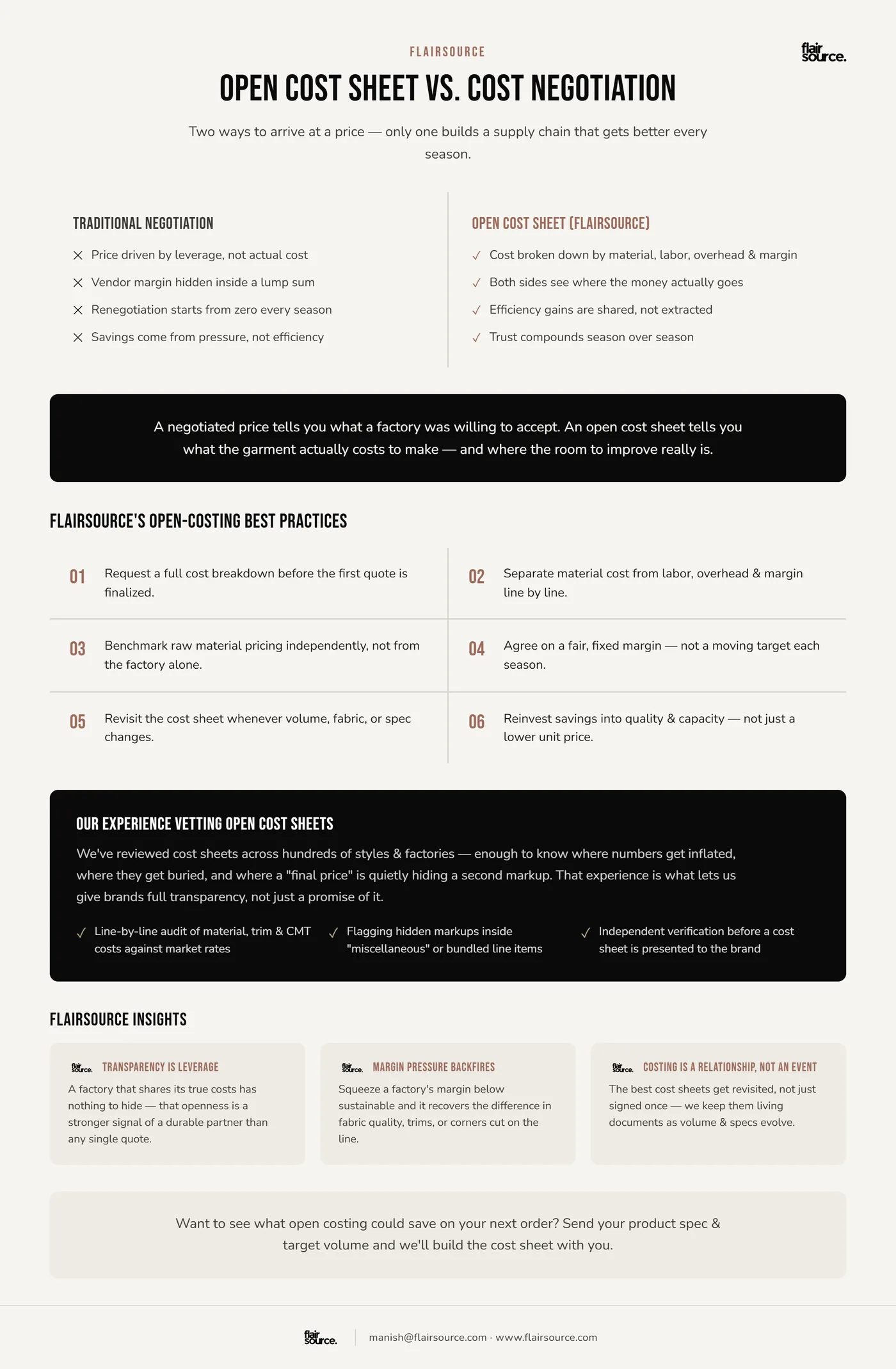 Open Cost Sheet vs. Cost Negotiation